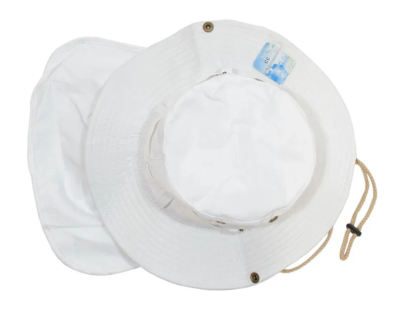 Solid Color Bucket Hat with Flap Neck Cover