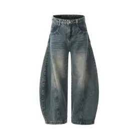 Spliced Line Barrel Jean Pants