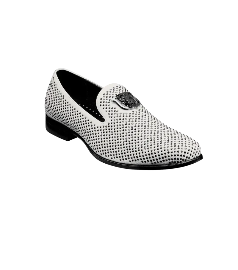 Stacy Adams Men's White Swagger Studded Slip-On Shoe