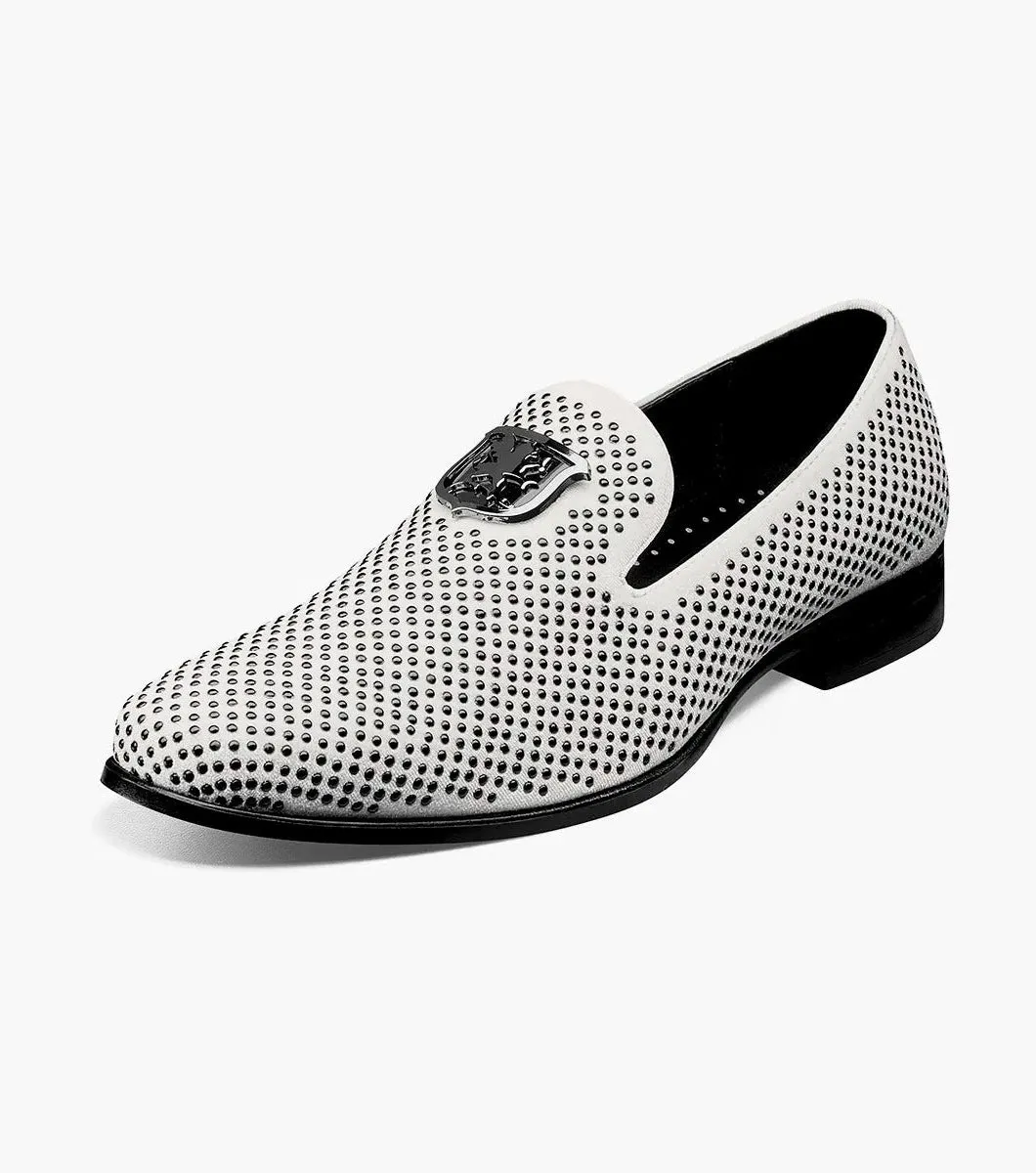 Stacy Adams Men's White Swagger Studded Slip-On Shoe