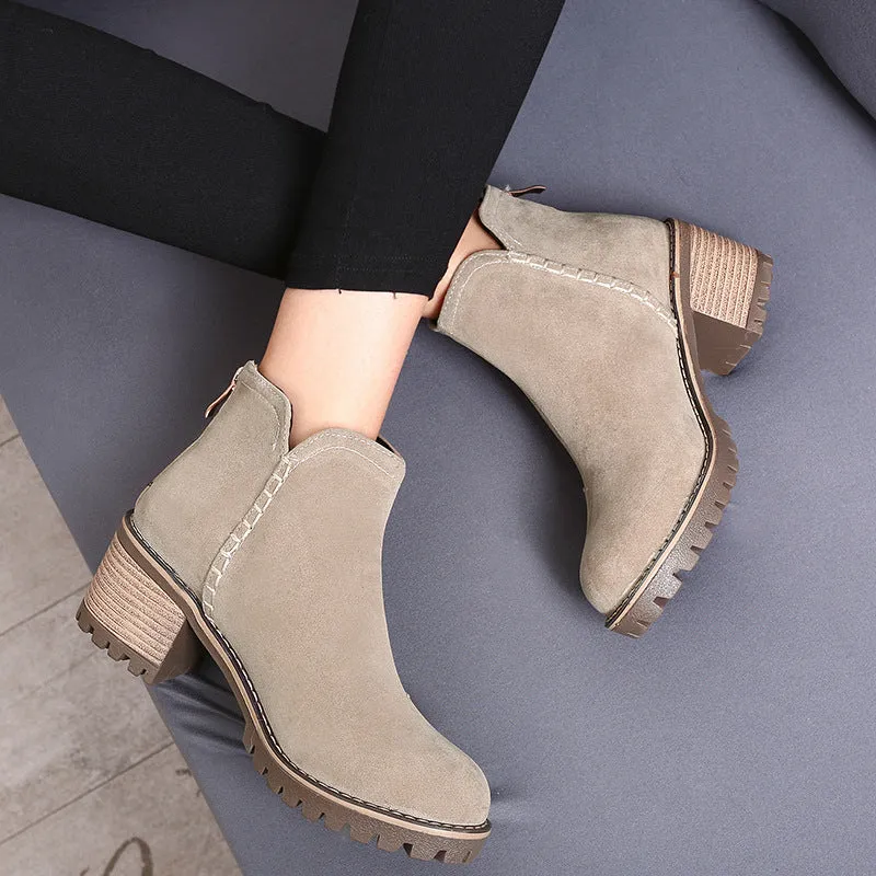 Suede Chelsea Boots Winter Fall Student Short Boots Women Shoes