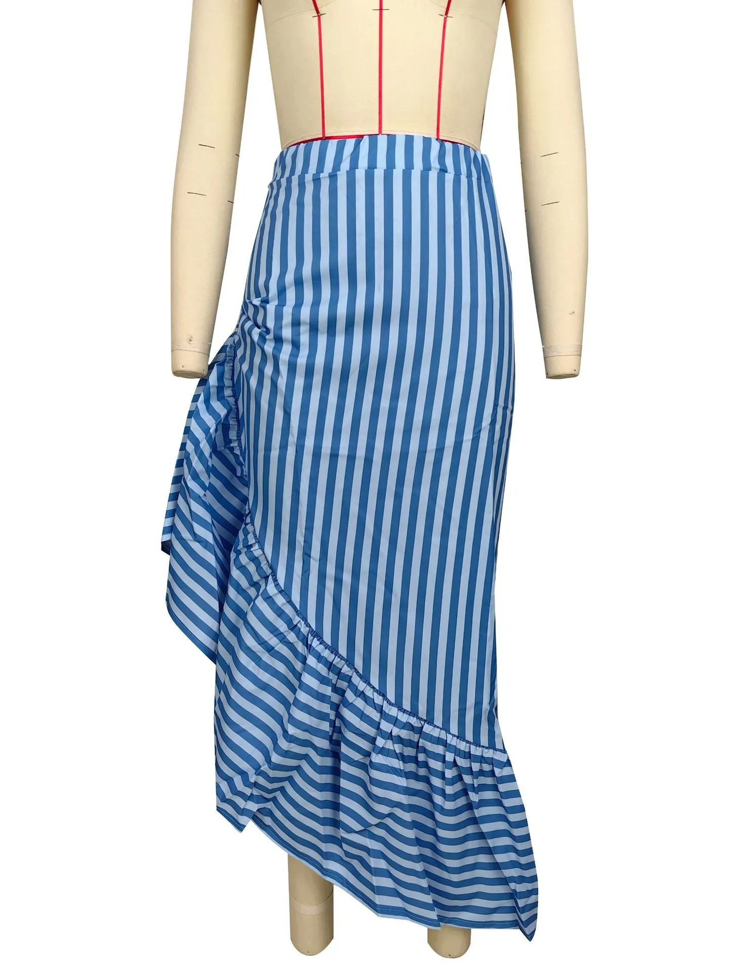 Summer Maxi Ruffle Stripe Long Skirt