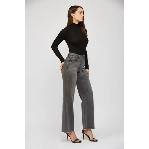 Super Wide Leg, Super Soft in Dark Grey - Mica Denim