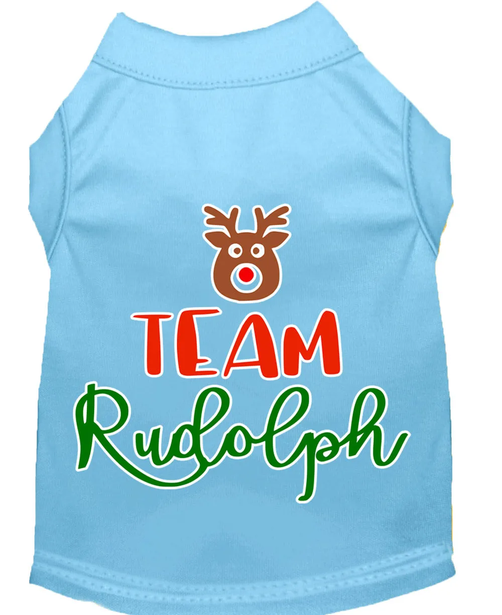 Team Rudolph Screen Print Dog Shirt Baby Blue Xs