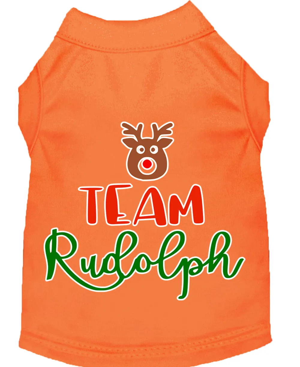 Team Rudolph Screen Print Dog Shirt Orange Med