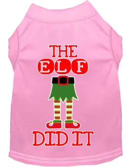 The Elf Did It Screen Print Dog Shirt Light Pink Xxl