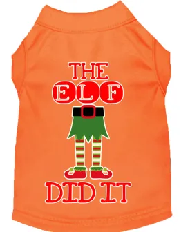 The Elf Did It Screen Print Dog Shirt Orange Lg