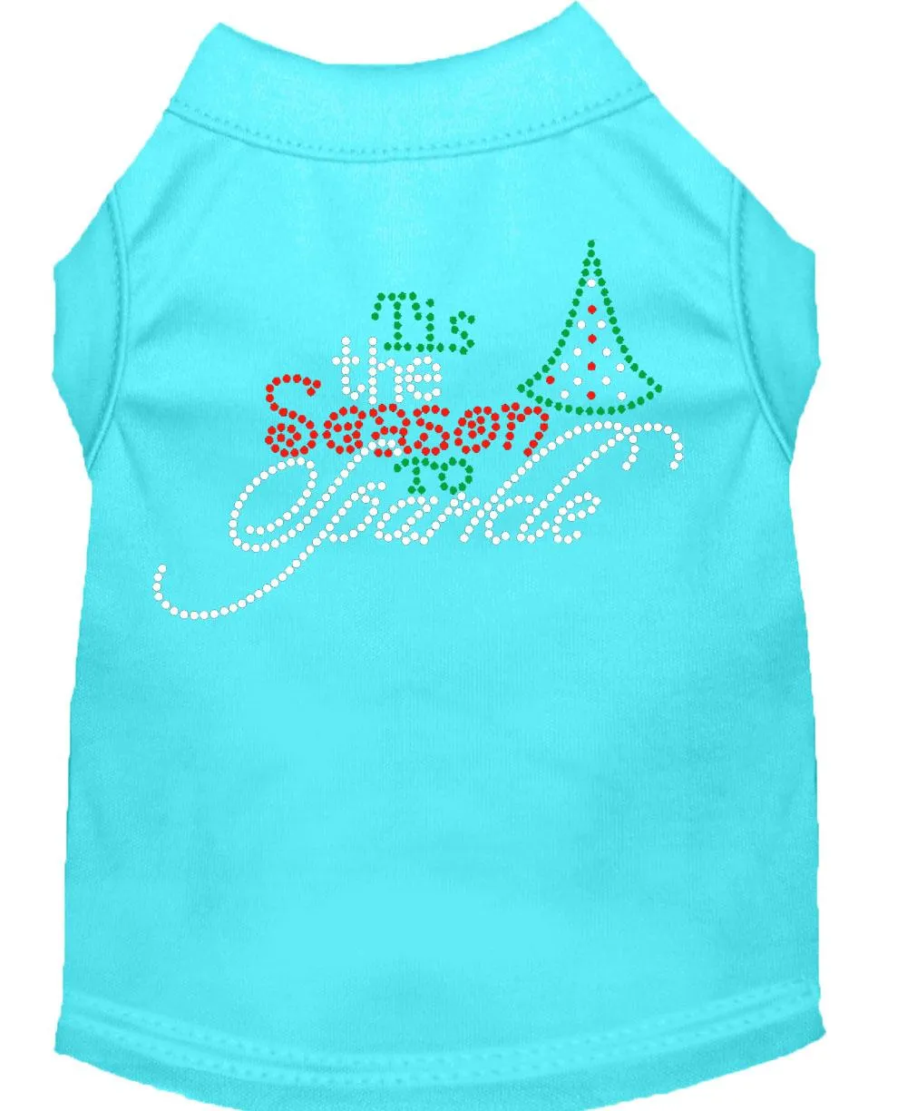 Tis The Season To Sparkle Rhinestone Dog Shirt Aqua Sm (10)