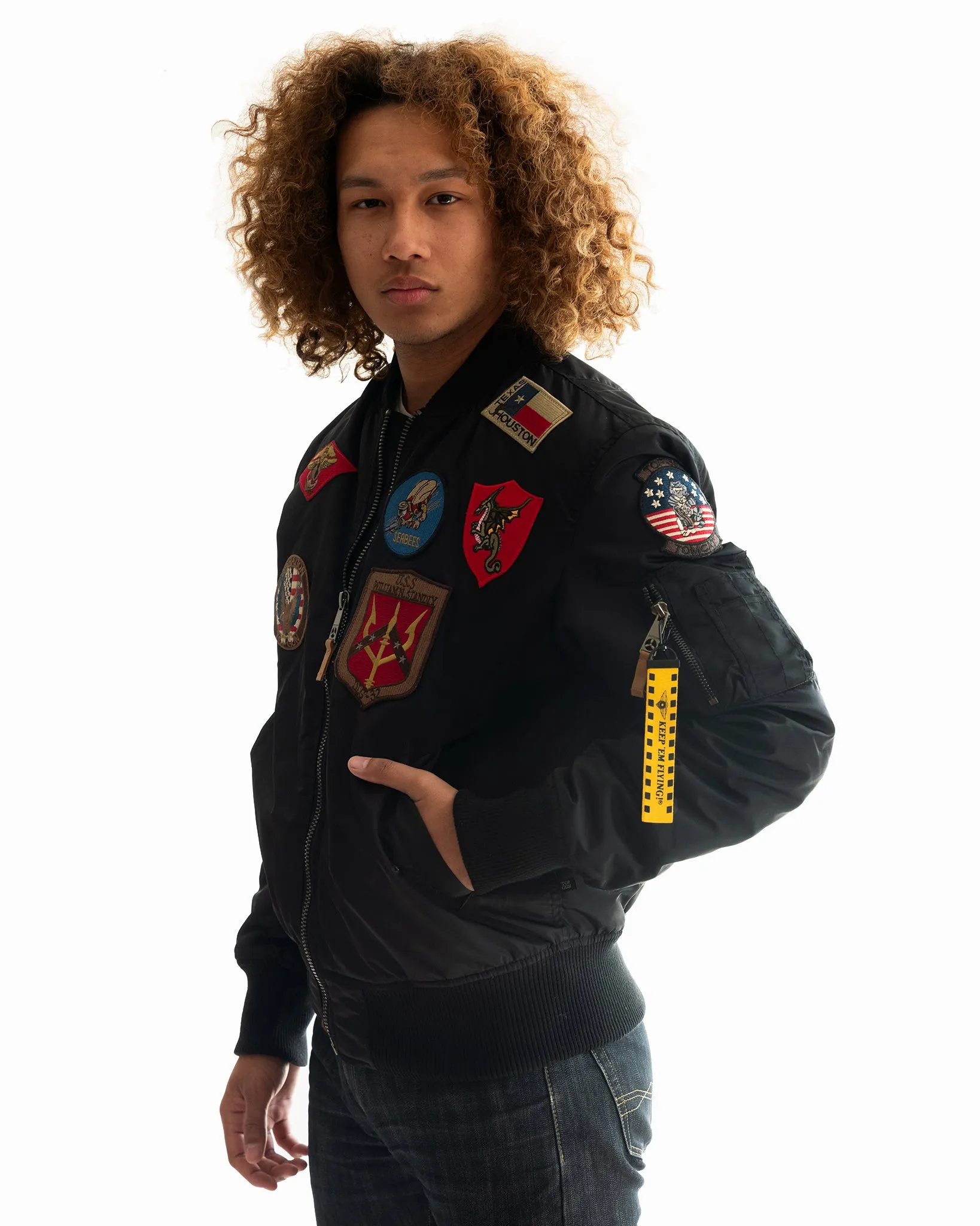 TOP GUN® MA-1 NYLON BOMBER JACKET WITH PATCHES