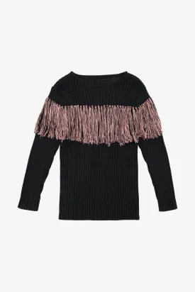 Vierra Rose Anita Fringe Girls Sweater - Nude (Size 4 left)