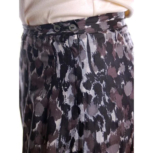 Vintage Black/Gray Printed Silk Slip Laros 1950S 23" Waist Pencil Skirt