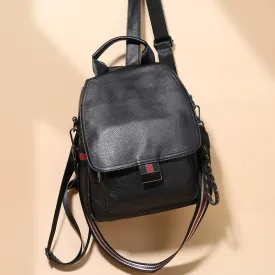 Vintage Fashion Women's Black Genuine Leather Shoulder Bag Backpack