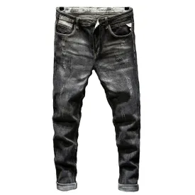 West Louis™ Brand Black Street Style Denim Jeans