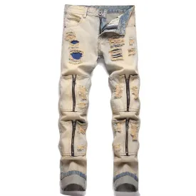 West Louis™ Multi-Pocket Ripped Pencil Jeans