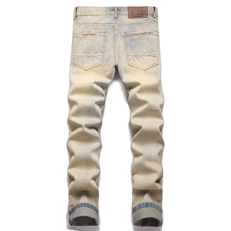 West Louis™ Multi-Pocket Ripped Pencil Jeans