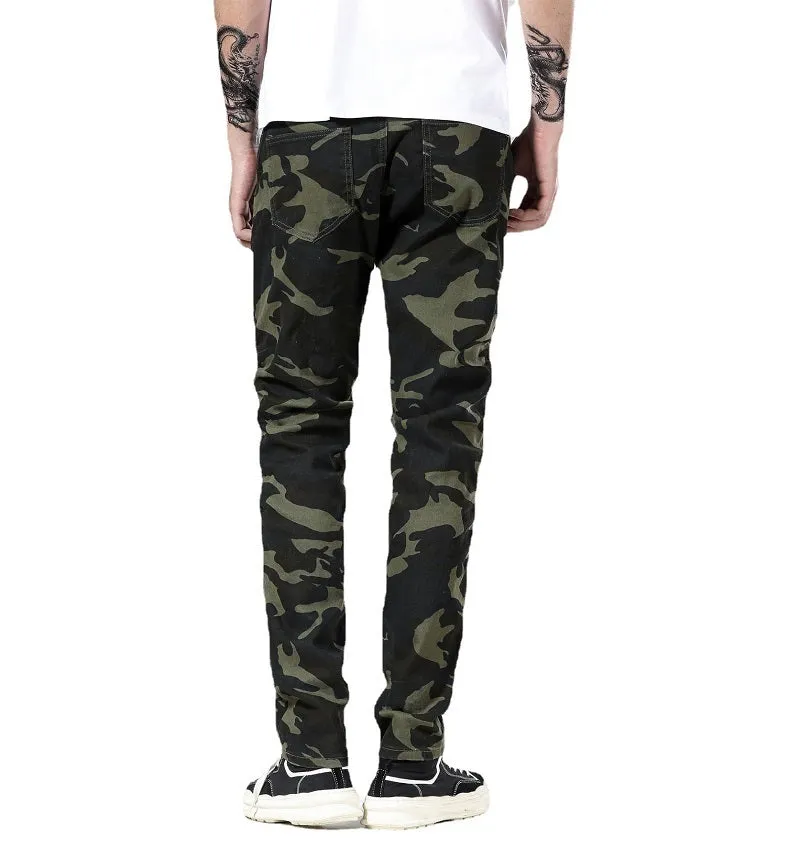 West Louis™ Ripped Distressed Camouflage Streetwear Denim Jeans