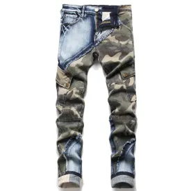 West Louis™ Ripped Distressed Camouflage Streetwear Denim Jeans