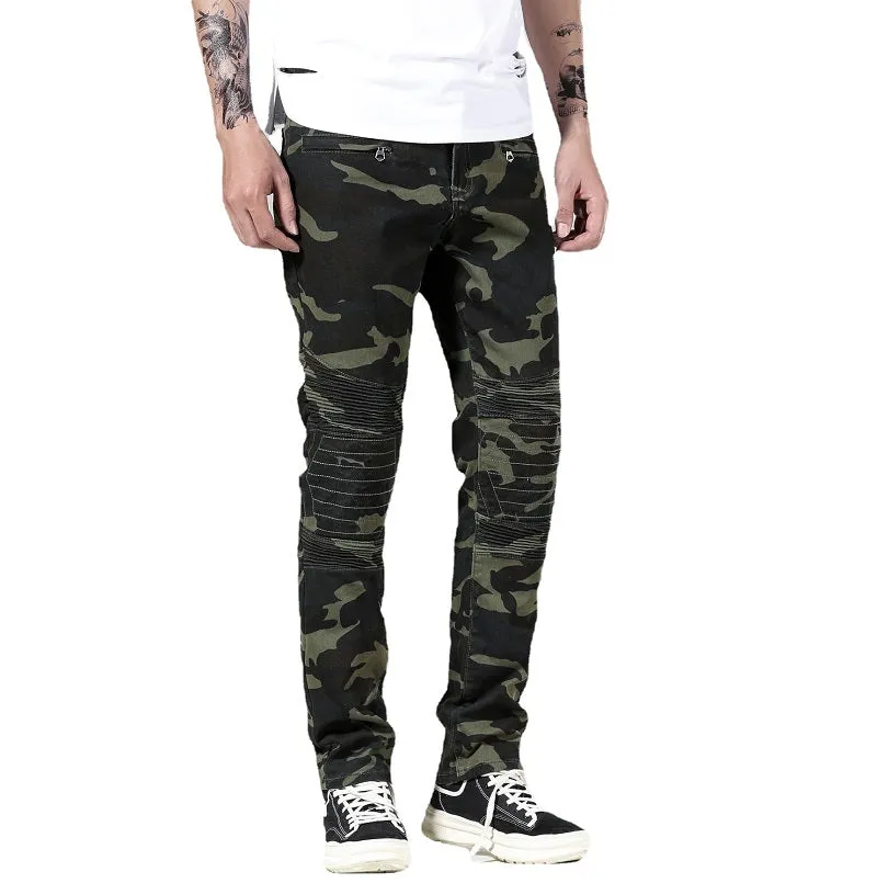 West Louis™ Ripped Distressed Camouflage Streetwear Denim Jeans