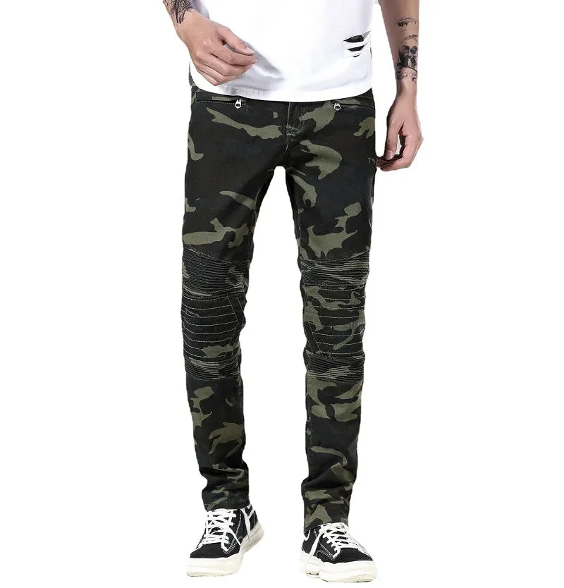 West Louis™ Ripped Distressed Camouflage Streetwear Denim Jeans