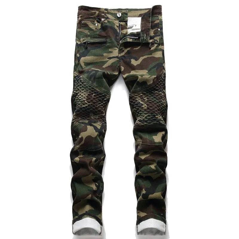 West Louis™ Ripped Distressed Camouflage Streetwear Denim Jeans