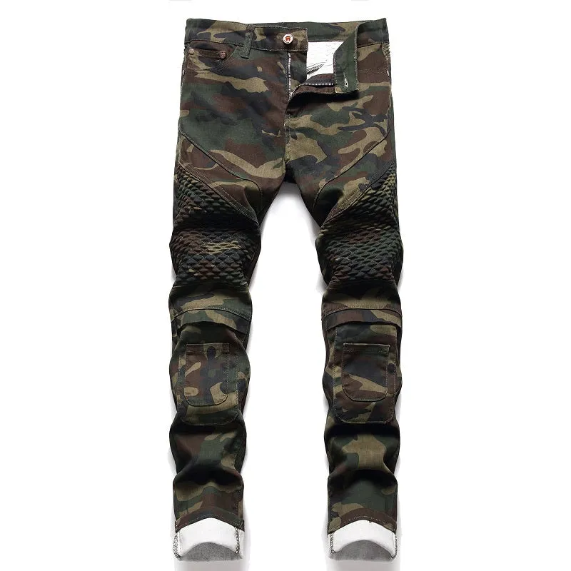 West Louis™ Ripped Distressed Camouflage Streetwear Denim Jeans