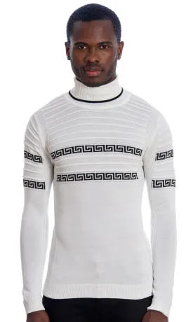 White Turtleneck With Black Design