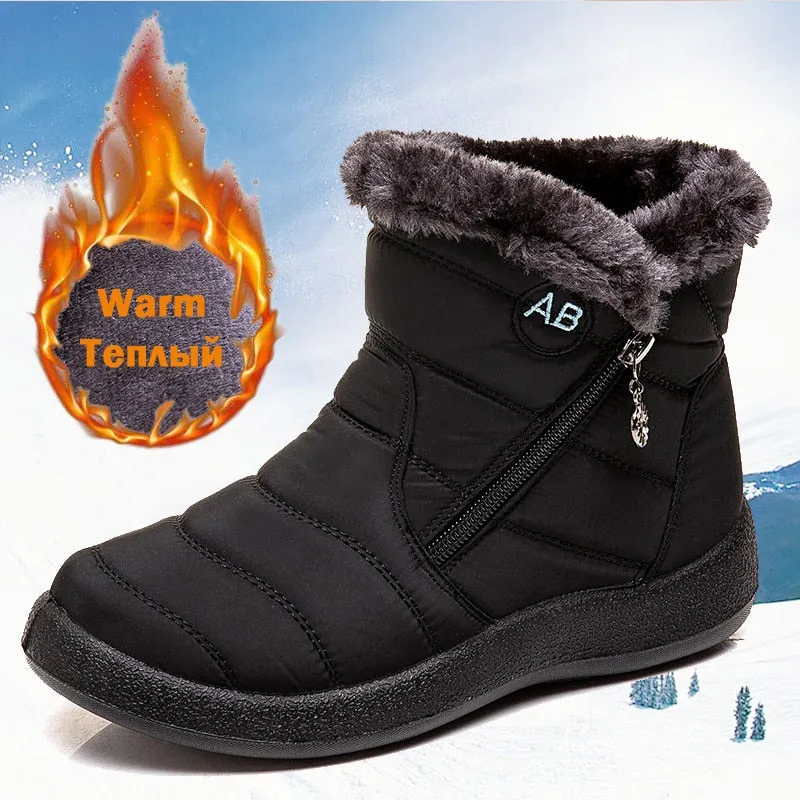 Women Boots Fashion Waterproof Snow Boots For Winter Shoes Women Casual Lightweight Ankle Botas Mujer Warm Winter Boots Black