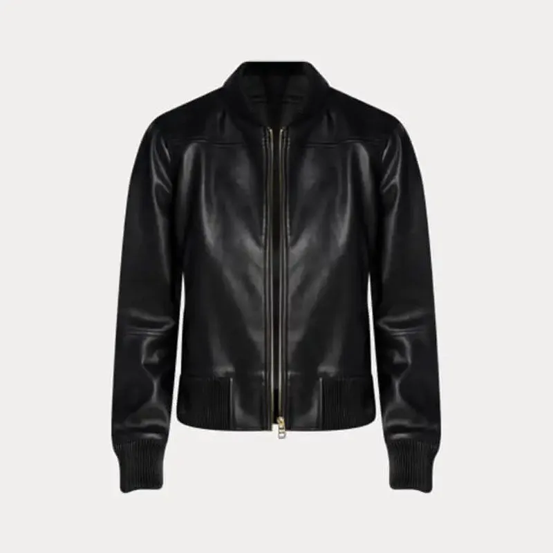 Women’s Faux Black Bomber Leather Jacket