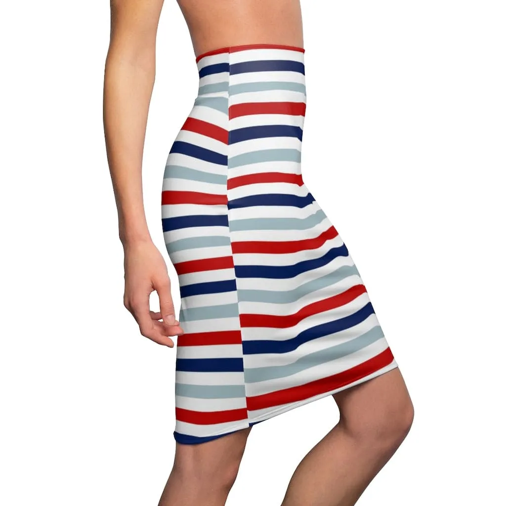 Womens Skirt - Red White and Blue Pencil Skirt - S93801