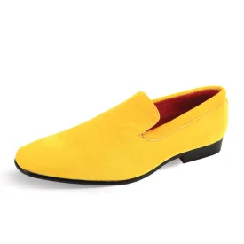 Yellow Velvet Shoe Men's Slip-On Luxury Design Tuxedo Loafers