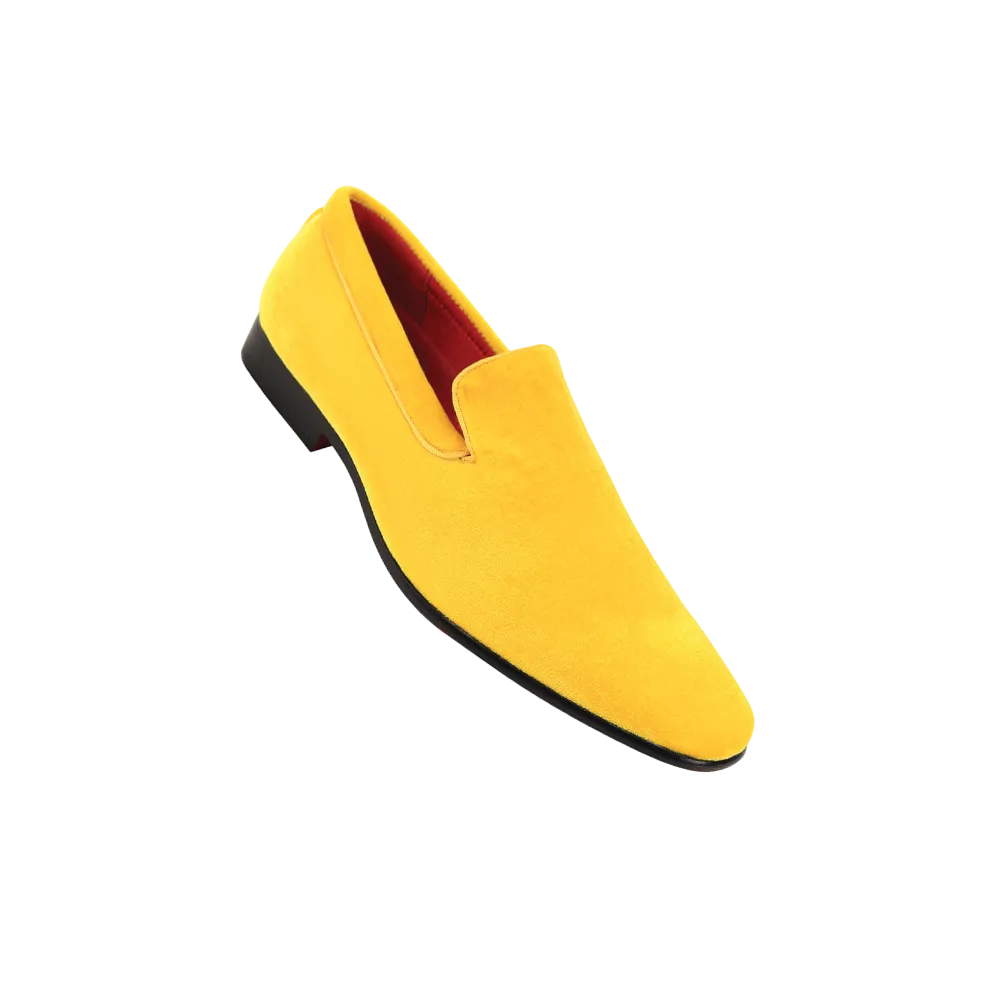 Yellow Velvet Shoe Men's Slip-On Luxury Design Tuxedo Loafers