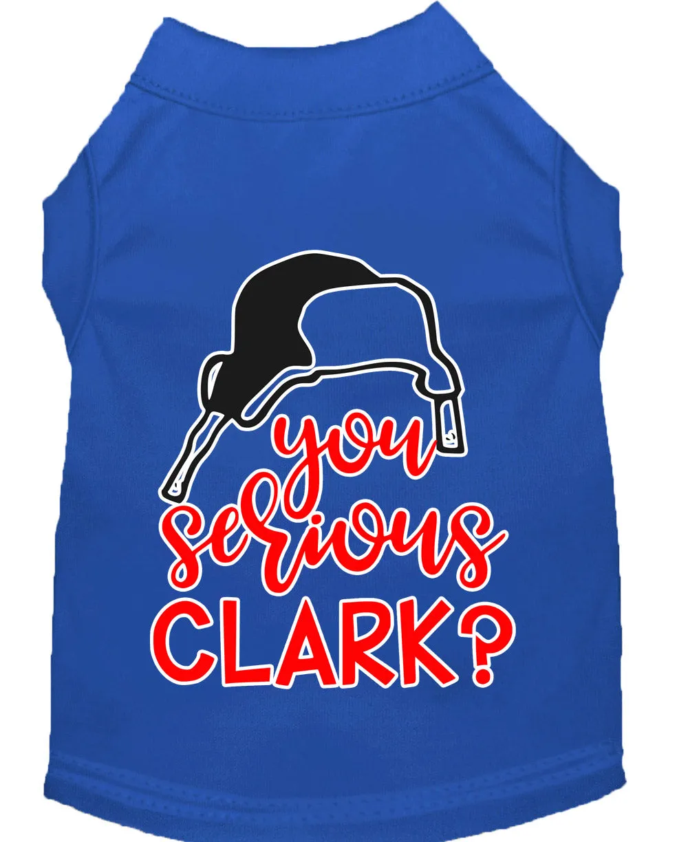 You Serious Clark? Screen Print Dog Shirt Blue Xs